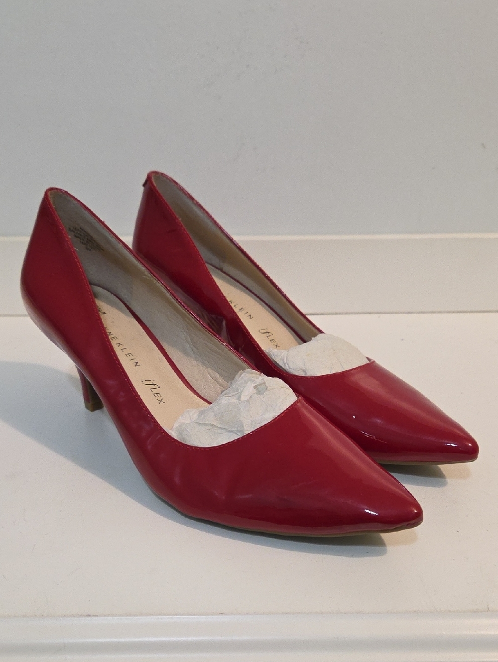 Anne Klein Red Patent Pointed Toe Pumps